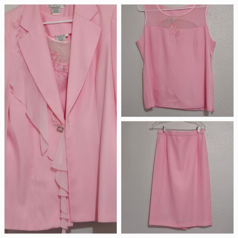Pink 3 piece Lew Magram dress suit Size 14